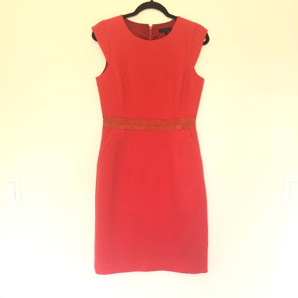 J. Crew Red Capped Sleeve Shift Dress